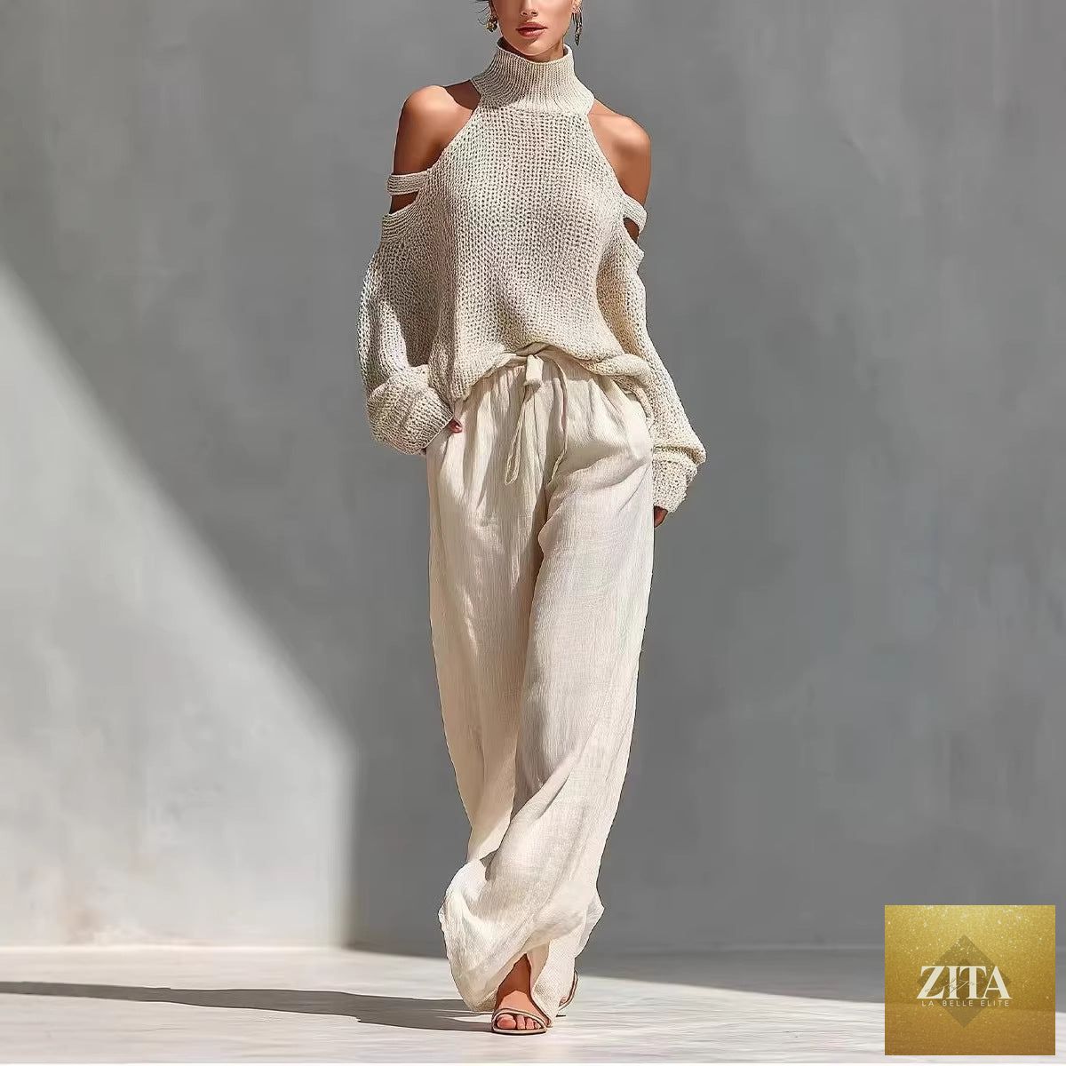 Zita La Belle Elite women's long-sleeve turtleneck top and matching pants casualwear set, stylish and comfortable for everyday wear.