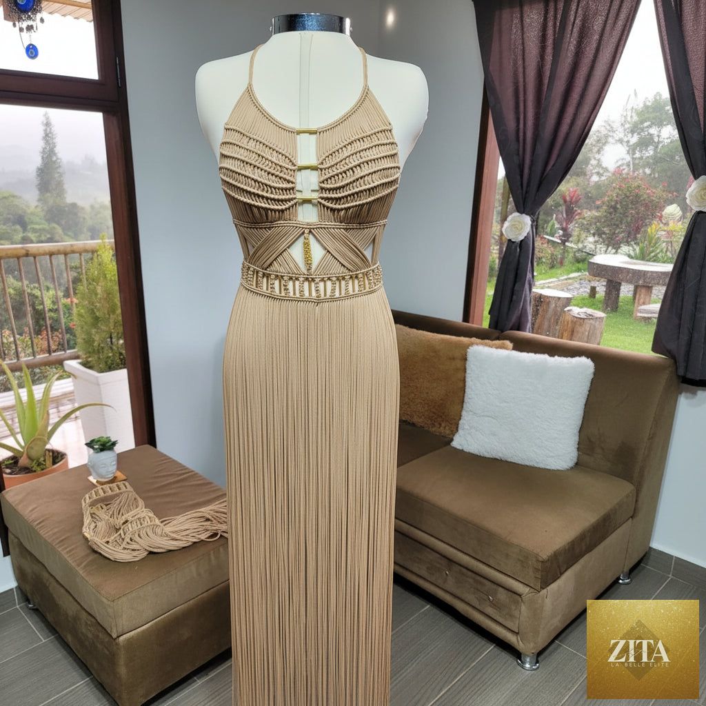ALTYSAN COUTURE Artemis Boho dress with flowing fabric, perfect for beach parties, resorts, and festivals, showcasing an elegant design.