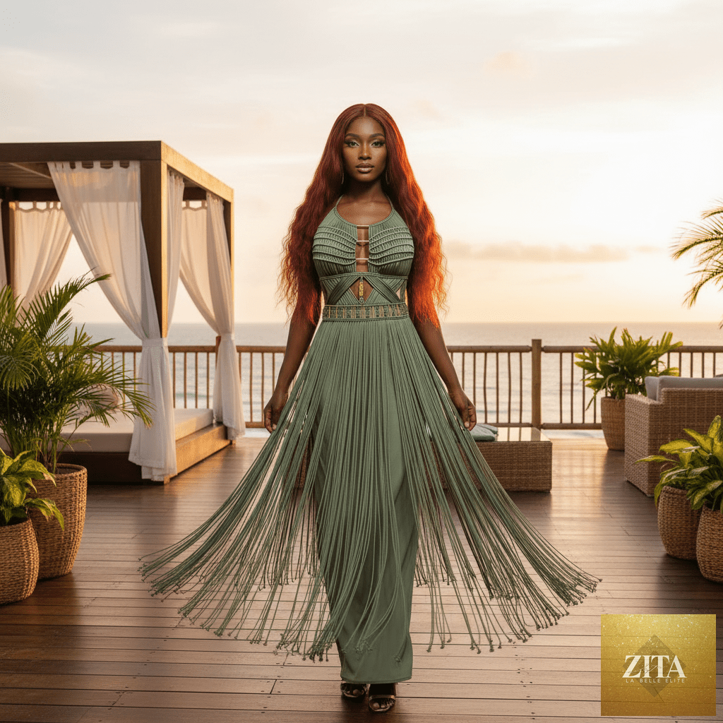ALTYSAN COUTURE Artemis boho dress with flowing fabric, perfect for beach parties, resorts, and festivals.