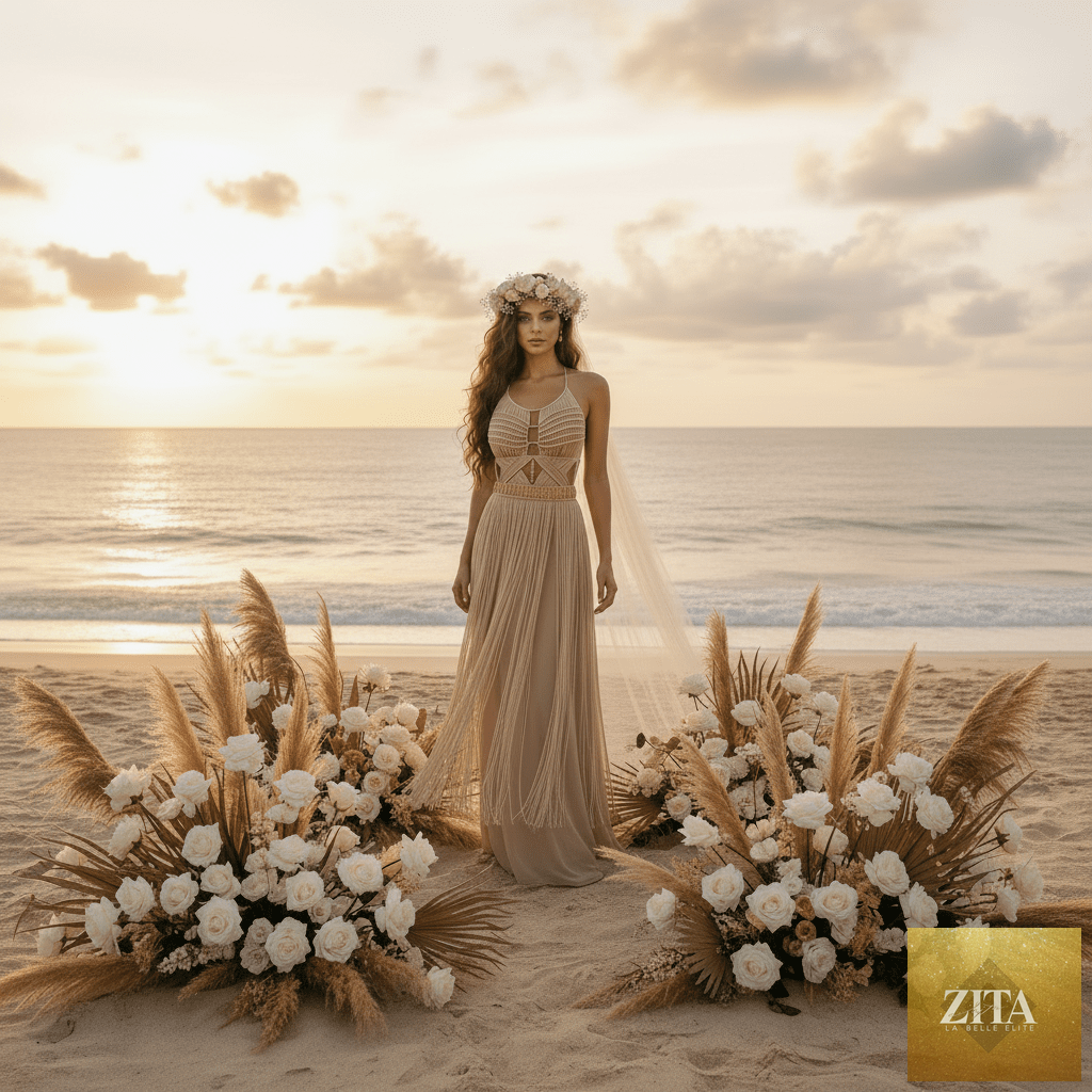 ALTYSAN COUTURE Artemis boho dress for beach parties, resorts, and festivals, featuring an elegant flowing design and vibrant patterns.