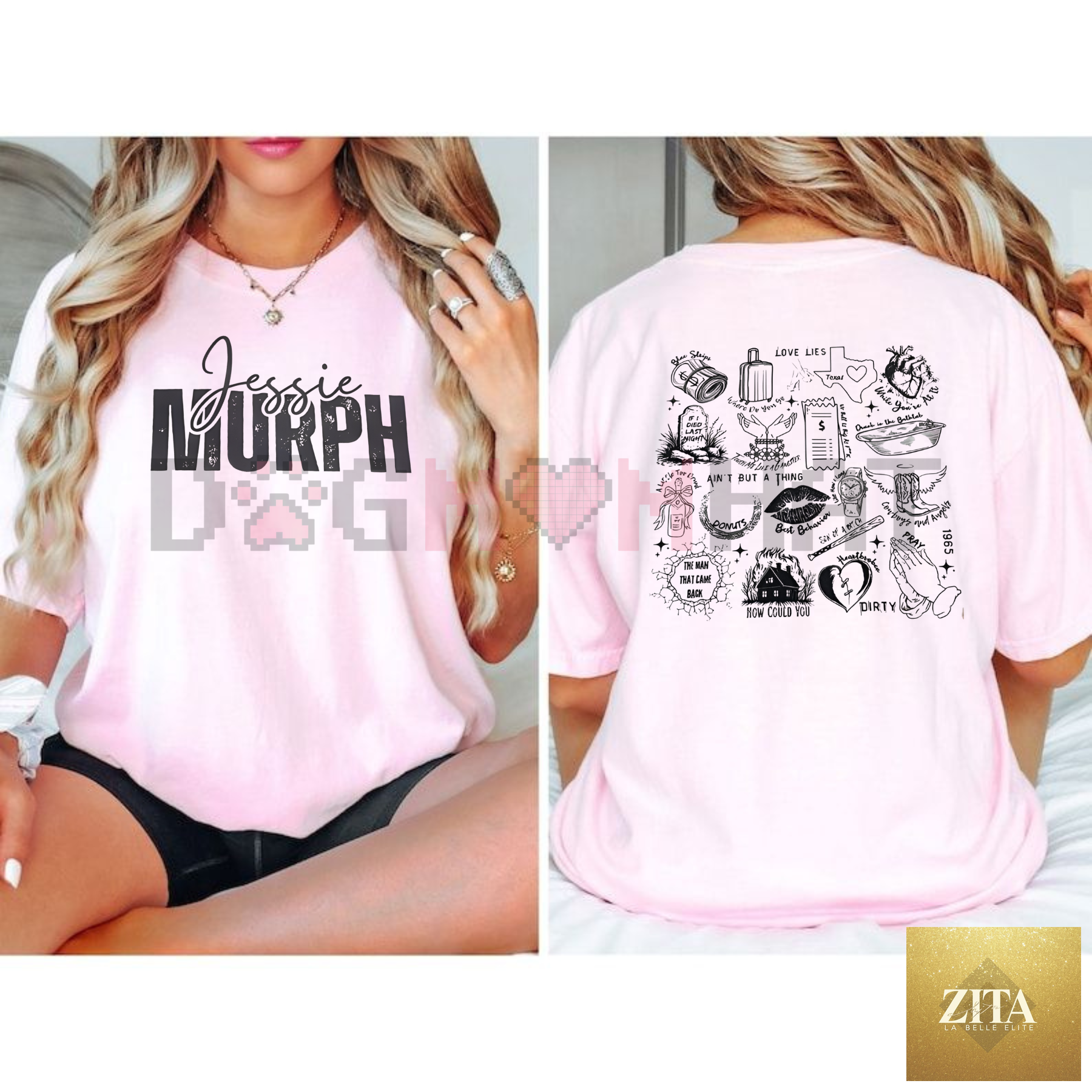 Dog Mom Hat 2 Sides Music Song T-shirt for music lovers and BFFs, trendy casual shirt with musical design.