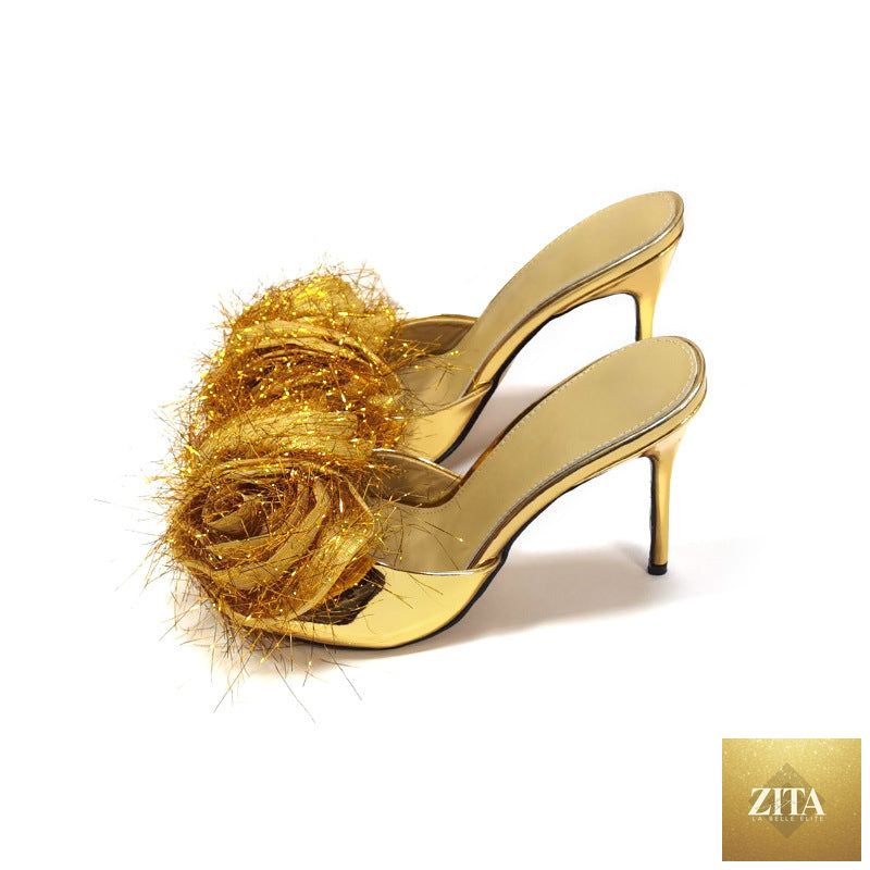 Elegant LadyShow.Store one-foot high-heeled banquet shoes with a sleek design and pointed toes, perfect for formal occasions.