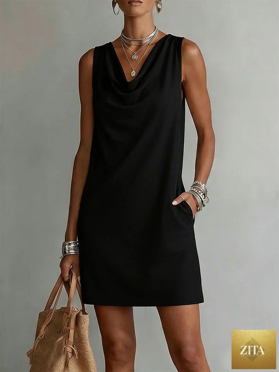 Women's off-shoulder sleeveless casual midi dress by FitiqueFit, featuring a relaxed pullover style in soft fabric.