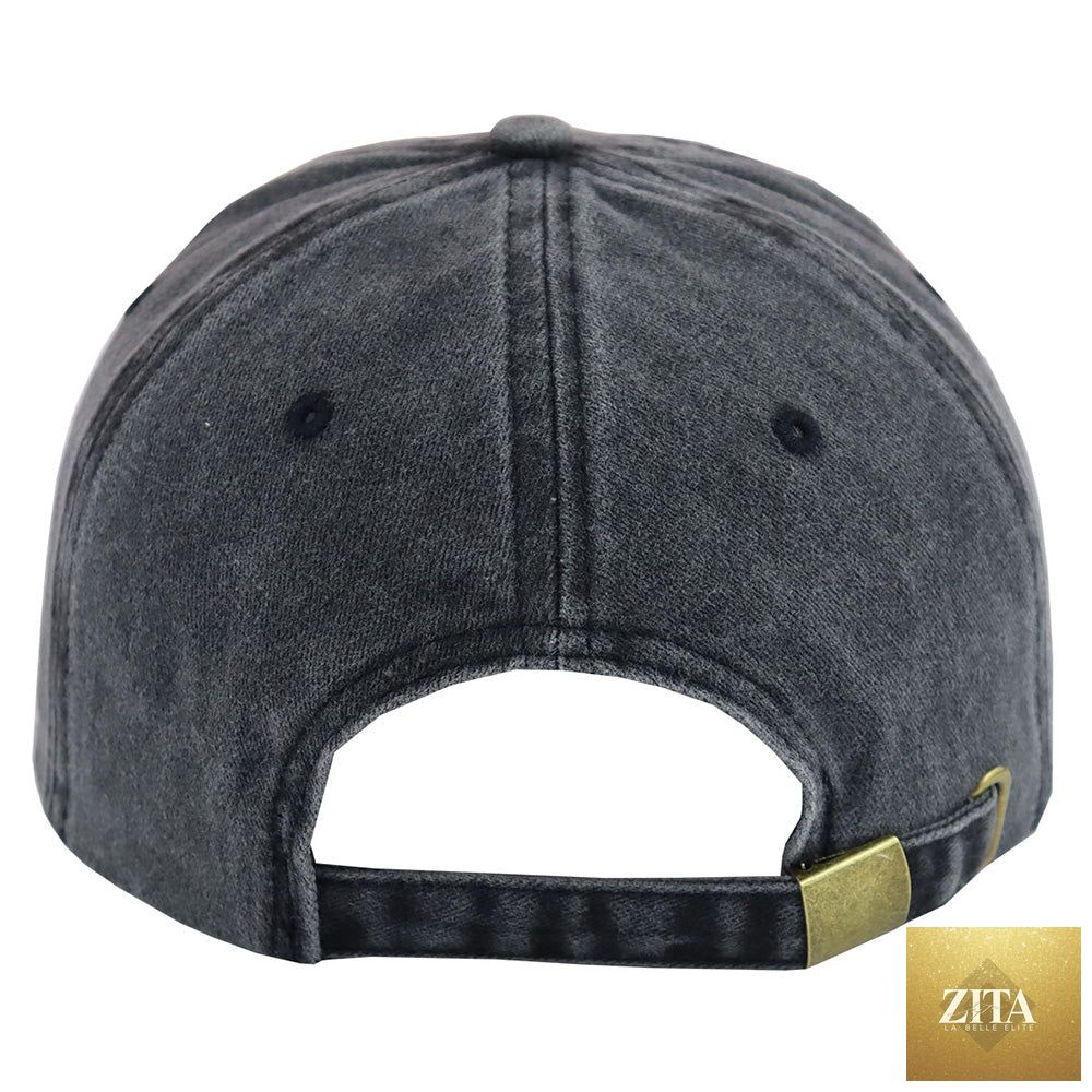 Zita La Belle Elite GOAT Ram embroidered vintage washed baseball cap with adjustable strap and low profile design.