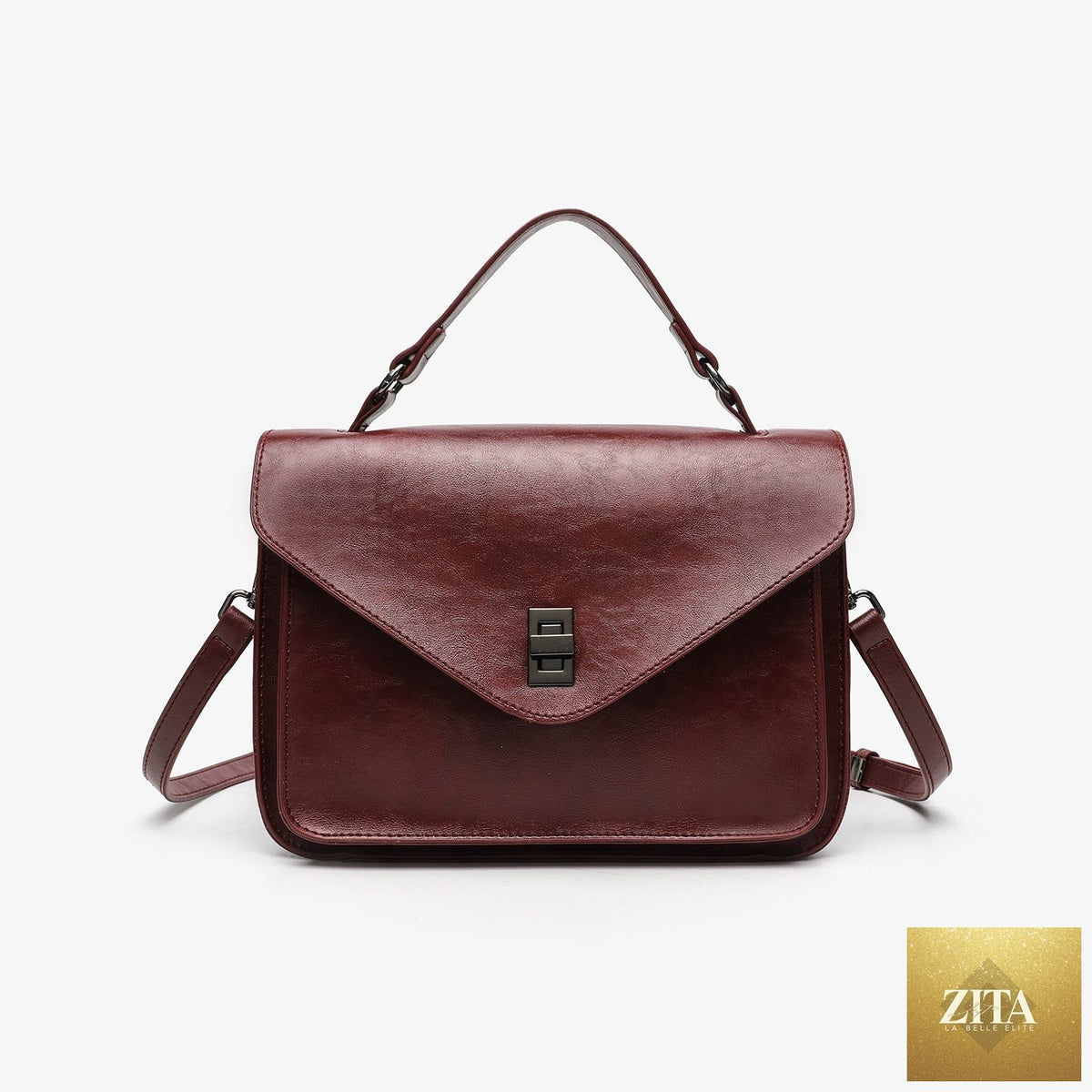 Elegant women's fashion accessory featuring oil-waxed leather with a vintage, minimalist, and fashionable design.