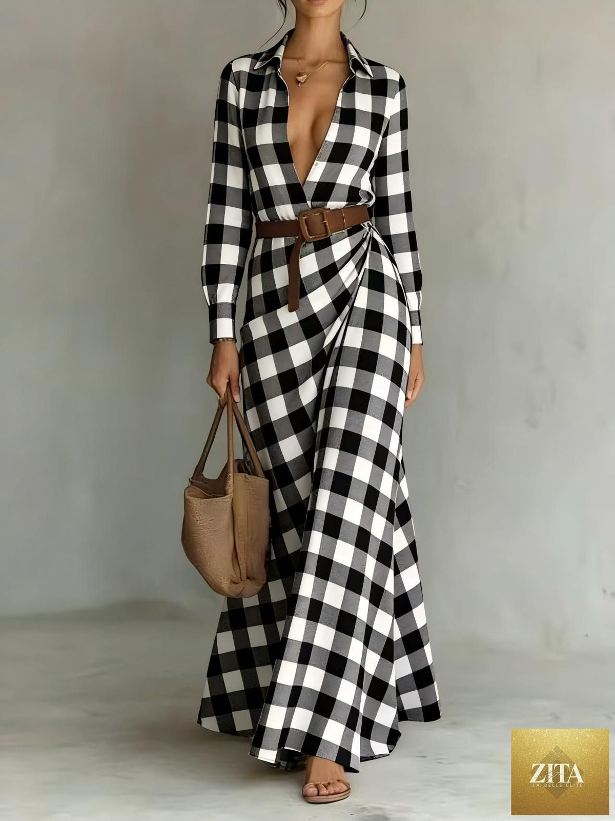 Women's belted irregular pleated dress by FitiqueFit featuring a flowing design and stylish waist belt.