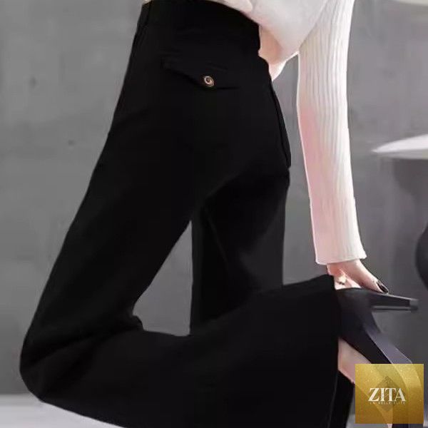 High-waisted slimming workwear bootcut pants in black, tailored fit with sleek design, from My Store.