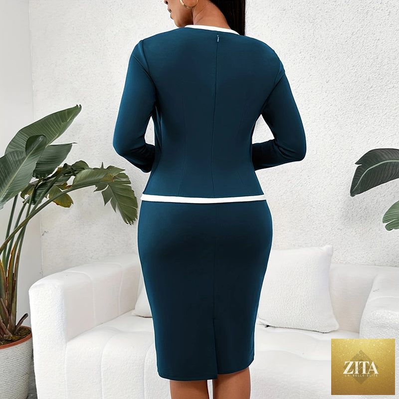 Women’s square-neck bodycon office dress by FitiqueFit, casualwear, featuring a fitted silhouette and stylish square neckline.