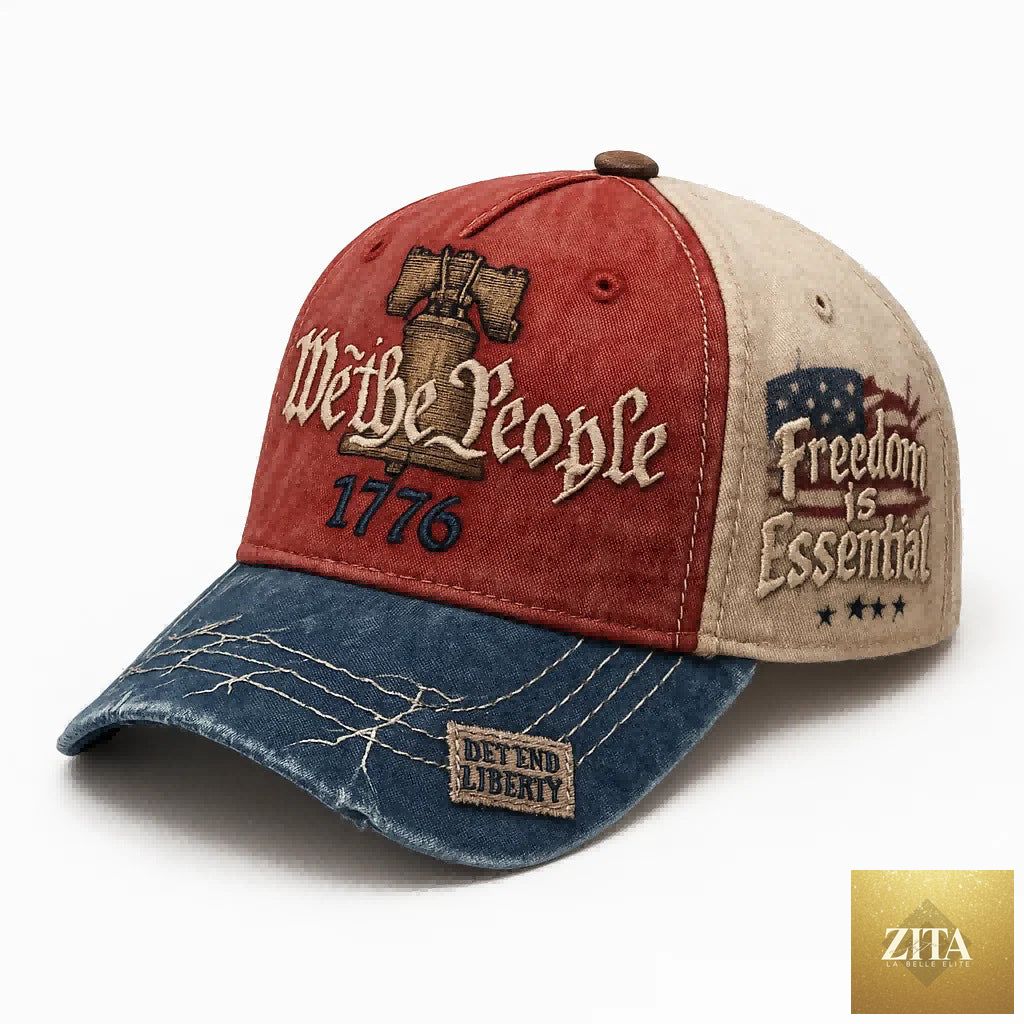 Women's embroidered cotton baseball cap with retro letter style, by Zita La Belle Elite, showcasing classic cap design and detailed embroidery.