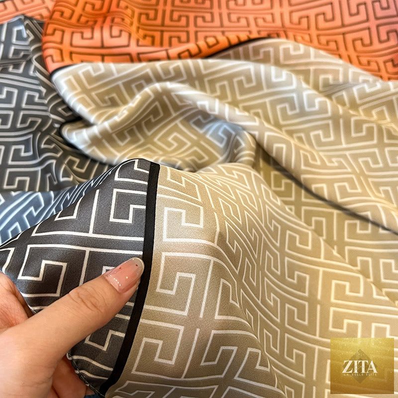 Elegant emulation silk scarf for women, offering sun protection and stylish spring and summer accessory.