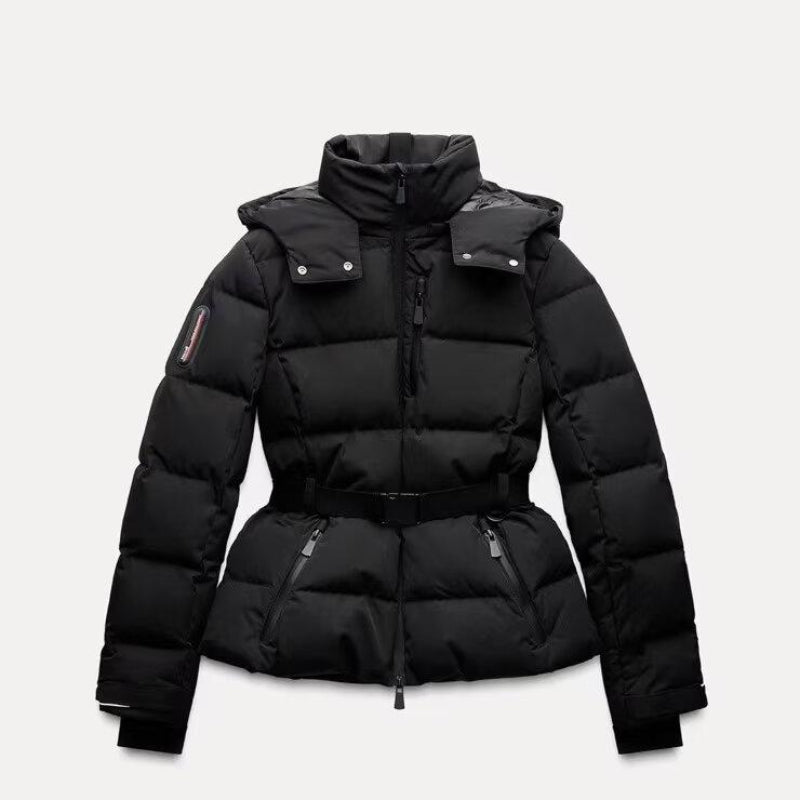 Ski Suit With Belt Stand-up Collar Warm Cotton Jacket