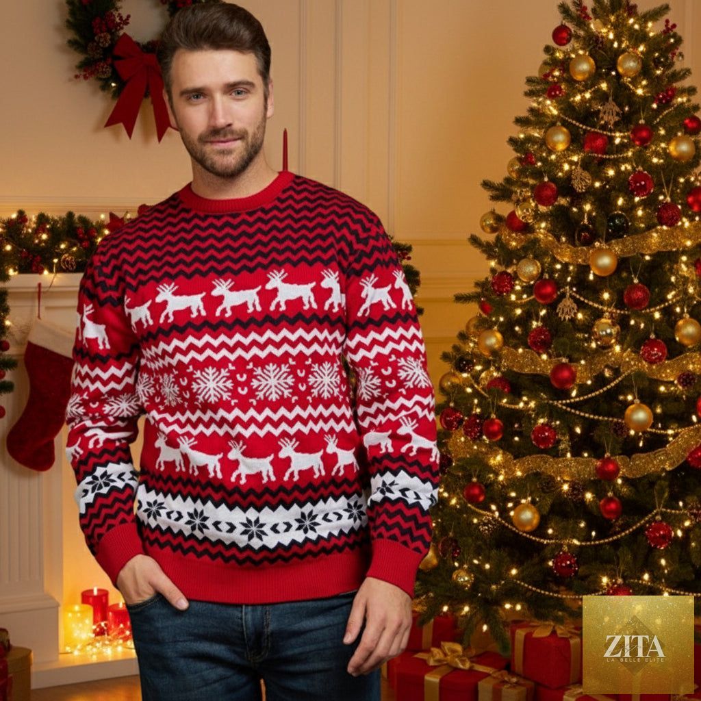 Couple wearing matching American FitiqueFit sweaters, stylish European and American fashion, casual matching outfits for couples.