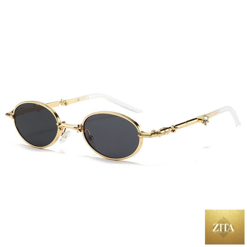 Foldable small frame light-tinted sunglasses for women by FitiqueFit, featuring a luxury style with sleek, lightweight design.