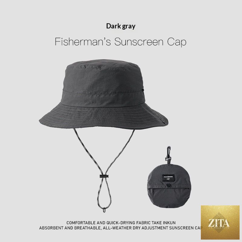 Wide-brim UV protection nylon sun hat by Zita La Belle Elite, breathable outdoor hat for women and men, shown from the side.