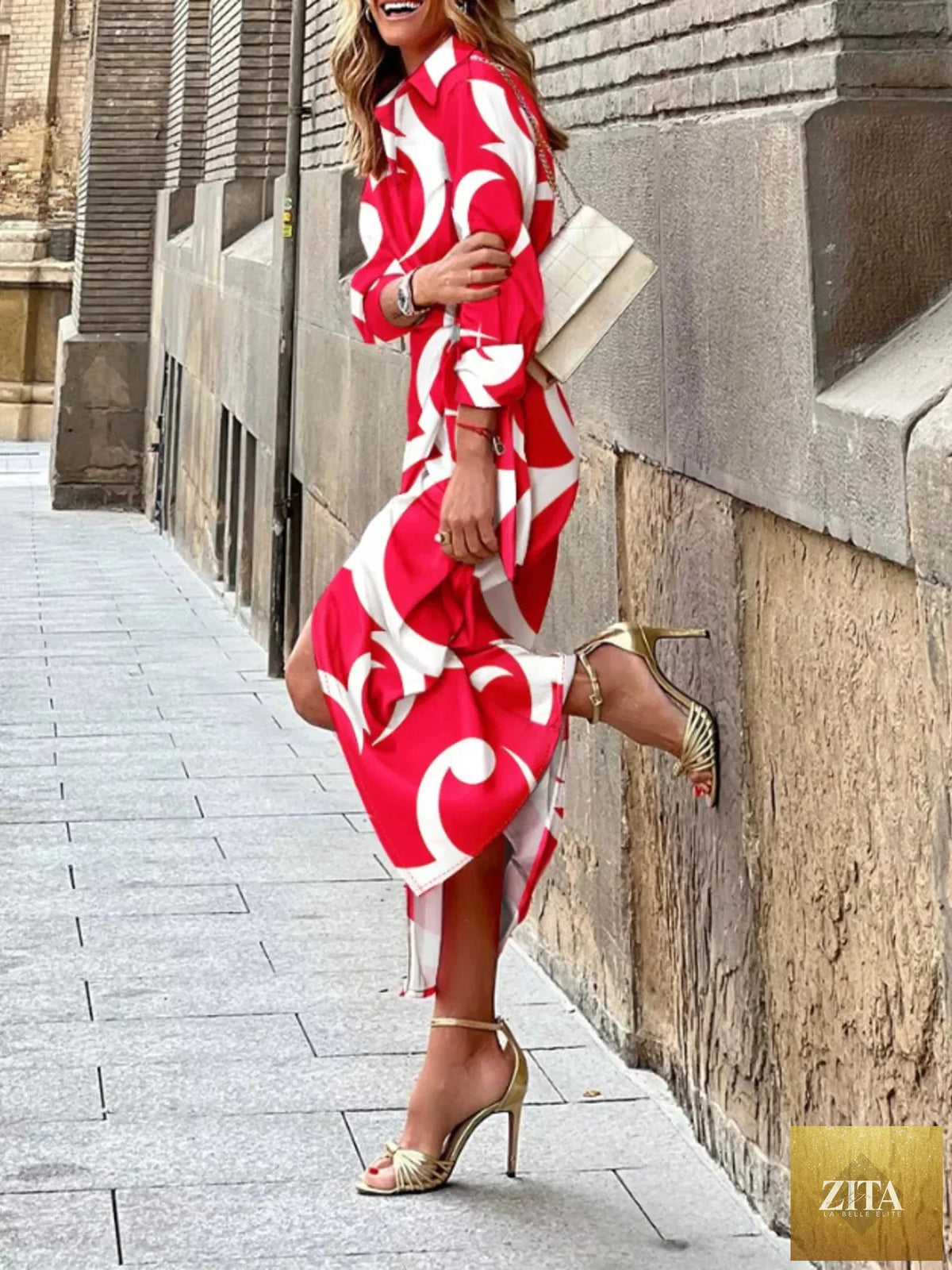 Printed collared neck shirt dress by Shopiebay featuring a tailored fit, button closure, and stylish design.