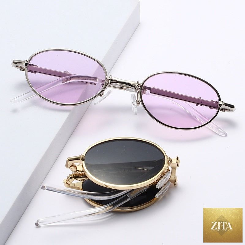 Foldable small frame light-tinted sunglasses for women by FitiqueFit, featuring a luxury style and compact design.