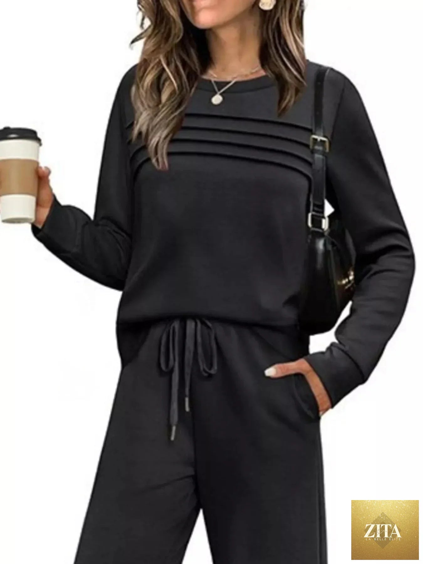 Full Size Long Sleeve Round Neck Top and Pants Set Plus Size