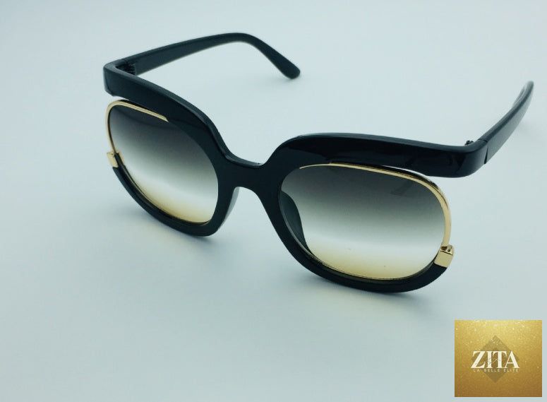 Cat Eye Half-Frame UV400 sunglasses for women by FitiqueFit, stylish eyewear with dark lenses and fashionable design.