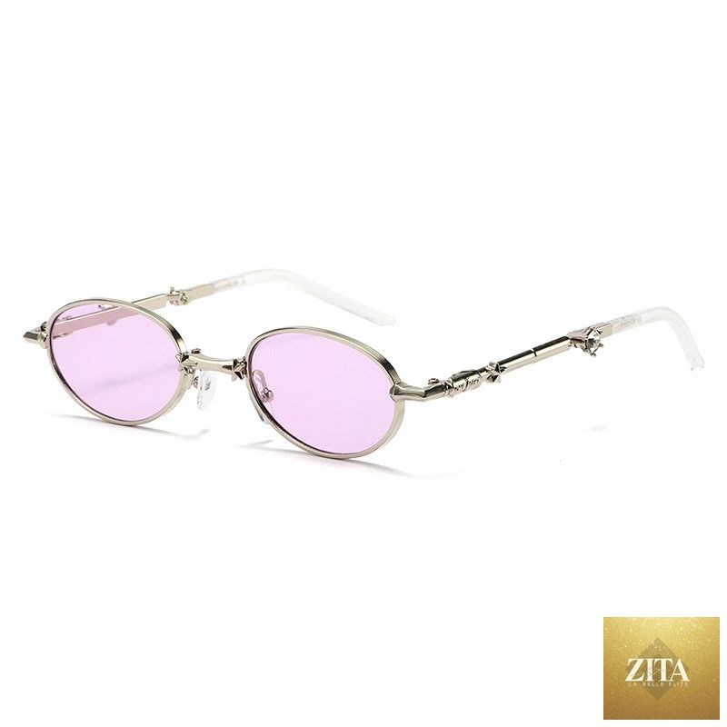 Foldable small frame light-tinted sunglasses for women by FitiqueFit, stylish eyewear with a sleek, compact design.