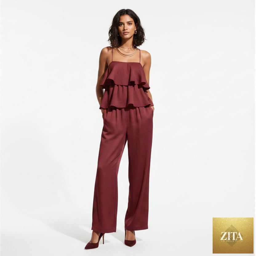 Women's sleeveless camisole top and casual pants set by Zita La Belle Elite, featuring a relaxed, stylish casualwear look.