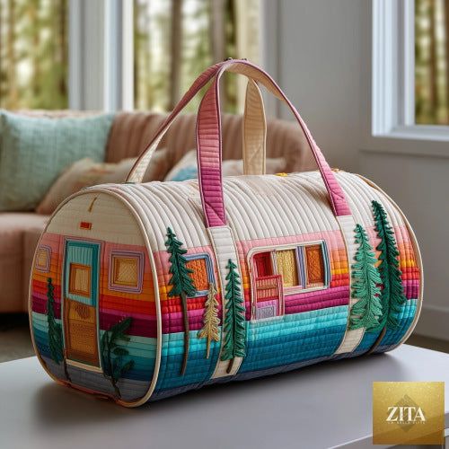 Social Buzz eSIMs short-distance quilted tote travel bag with embroidery, multifunctional sports and fitness design, lightweight and versatile.