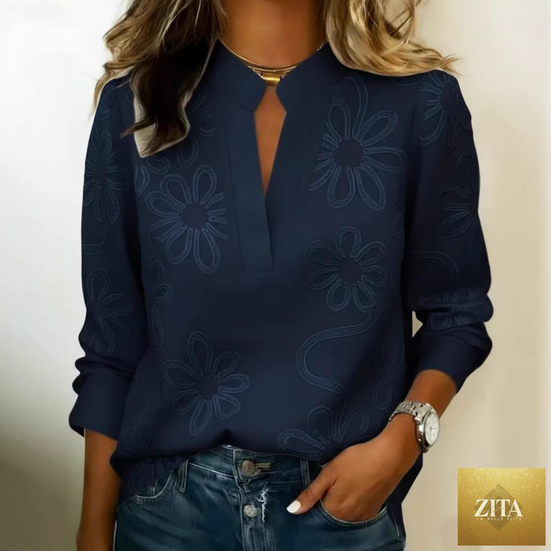 Women's casual Zita La Belle Elite 3D digital print shirt top with a relaxed fit and vibrant design, perfect for everyday wear.