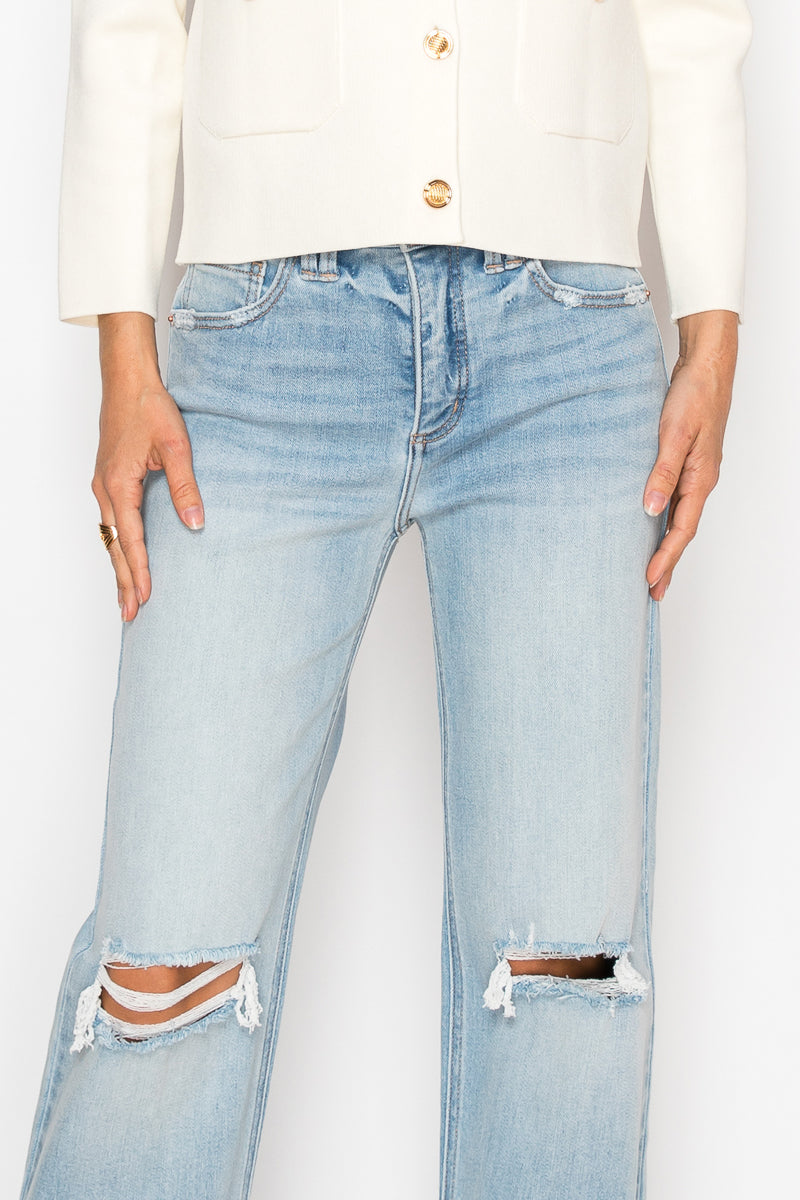Tummy Control High Rise Relaxed Straight Leg Jean
