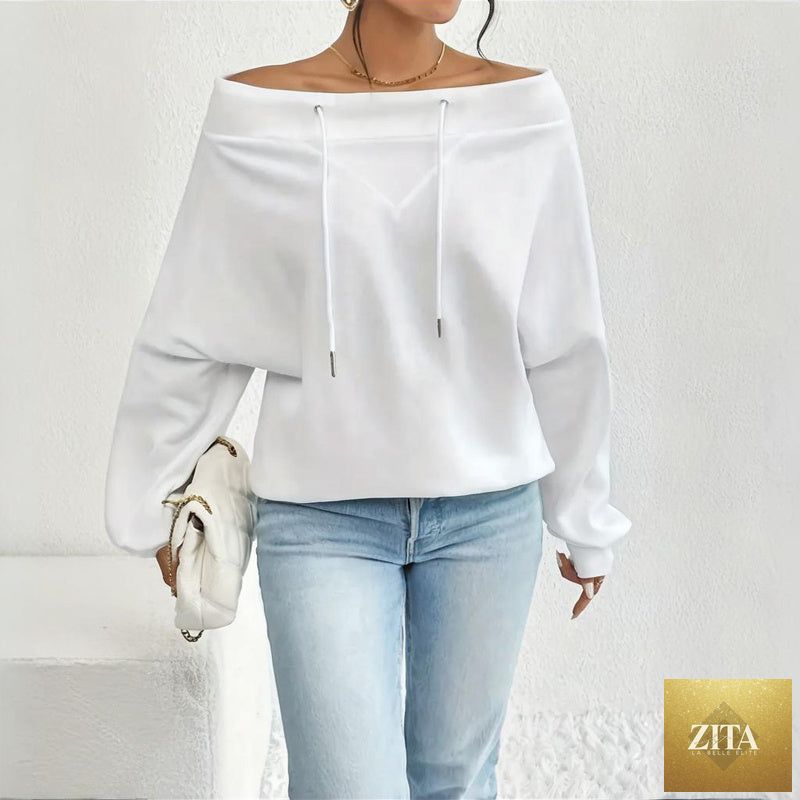 Plus size off-shoulder pullover by Zita La Belle Elite, casualwear in soft fabric with a relaxed fit and stylish neckline.
