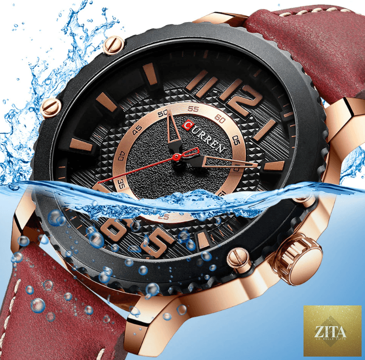Men's waterproof sport watch by Stevvex with leather belts, large numbered dial, and a unique design perfect for active and casual wear.