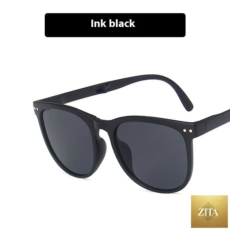 FitiqueFit folding sunglasses with case, stylish eyewear available in 13 color options, featuring compact, portable design and UV protection.