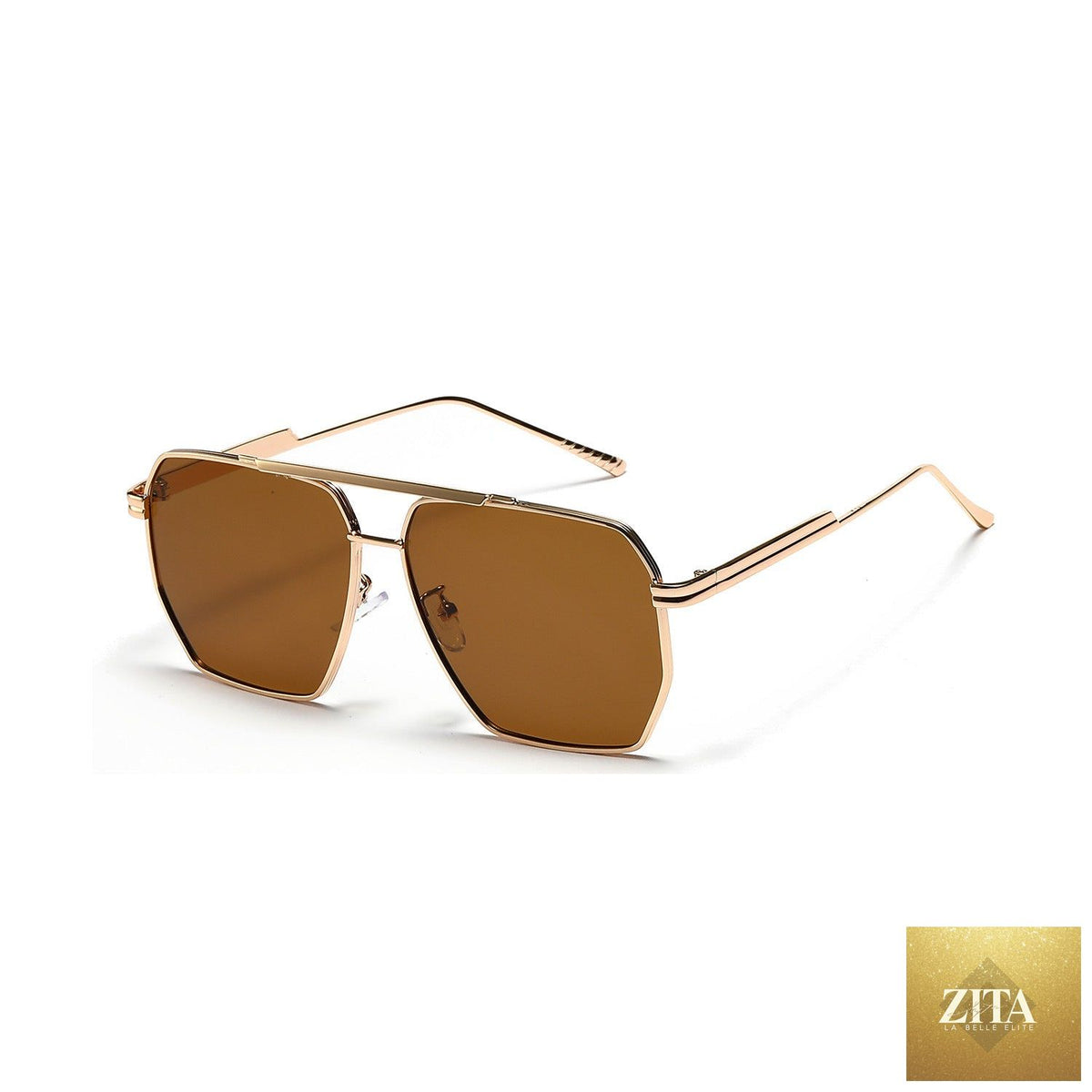 FitiqueFit Double Beam Large Frame Sunglasses with retro style and UV400 protection, featuring bold design and dark tinted lenses.