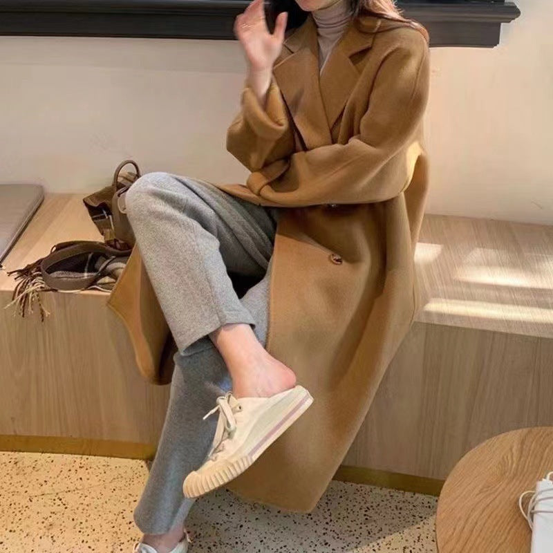 Small High-grade Woolen Coat For Women Pink Lucky