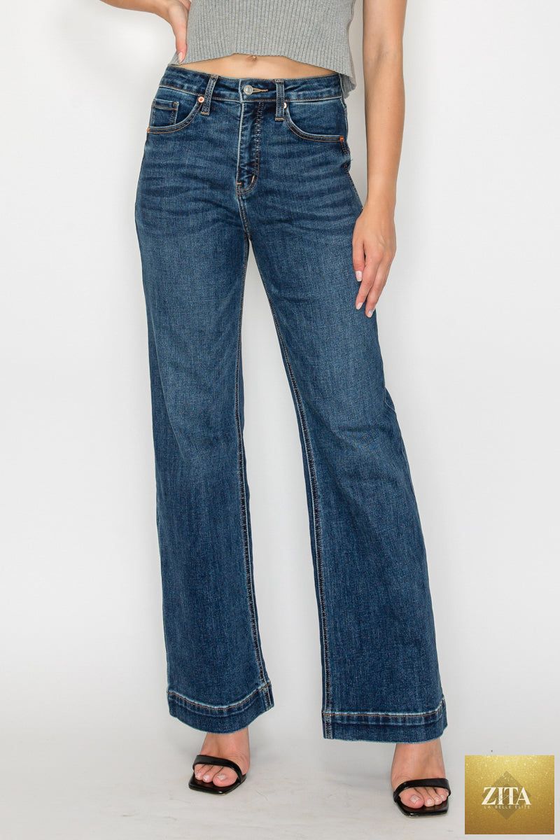 Artemis Vintage Josephine Tummy Control High Rise Relaxed Holly Flare Jeans, front view showing high waist and relaxed fit.