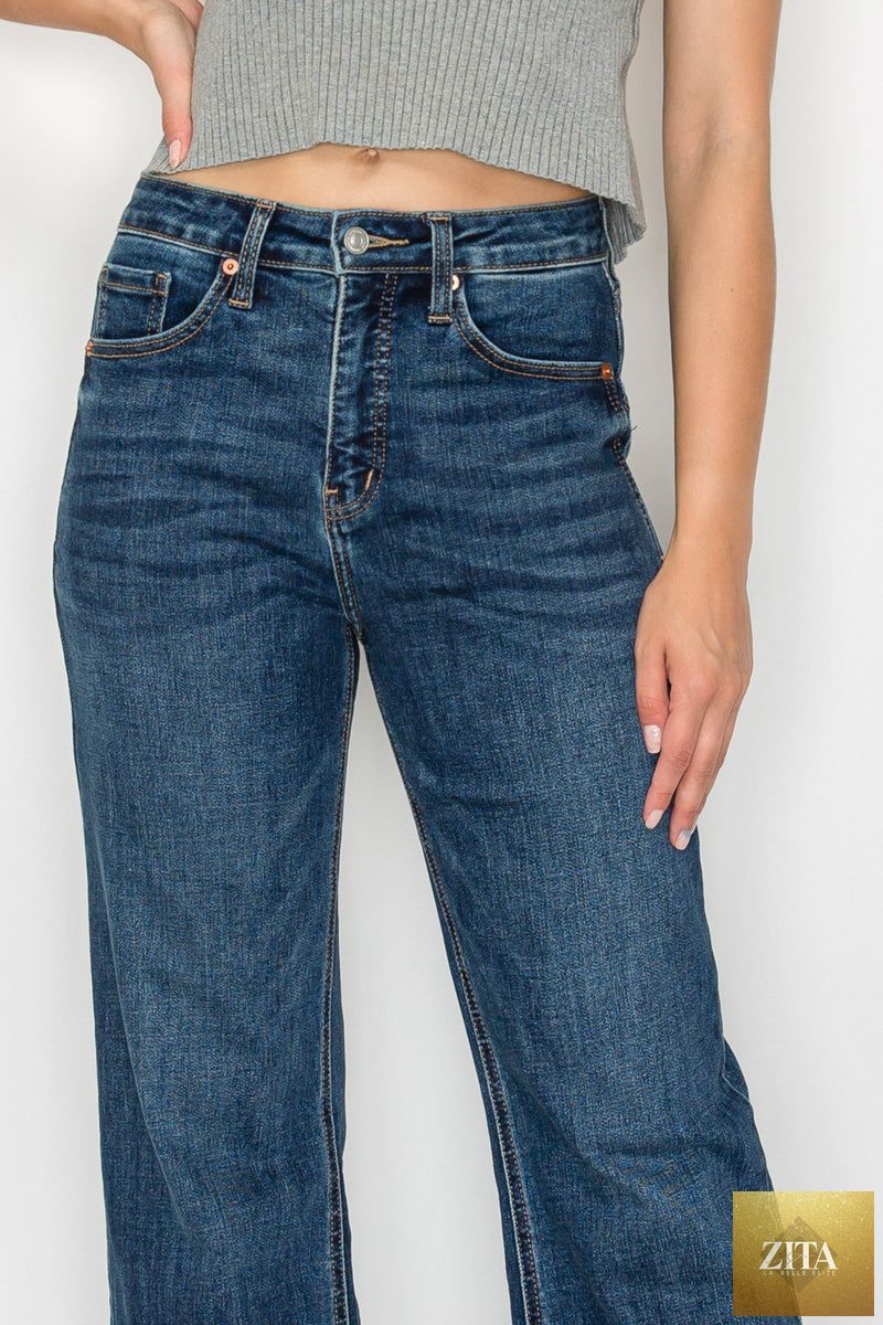 Josephine Tummy Control High Rise Holly Flare Jeans by Artemis Vintage, relaxed fit denim with a high waist and flare leg style.
