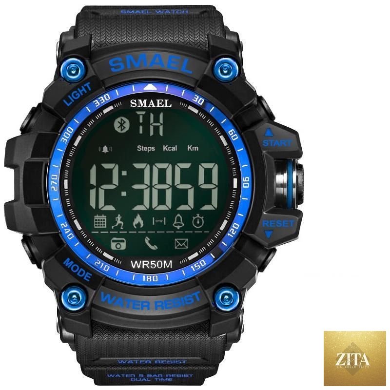 Stevvex Smart Sport men's chronograph watch with digital display, military style, waterproof 50M, LED backlight, sporty design