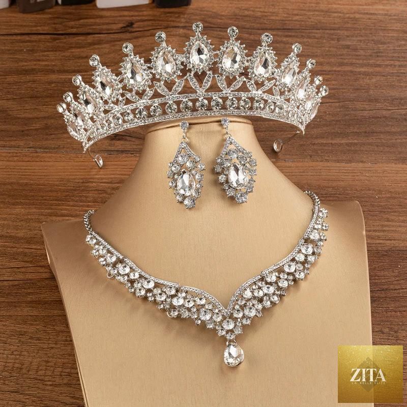 Elegant bridal crown with alloy and diamond details, featuring a wedding headdress design by MANDOTOS for special occasions