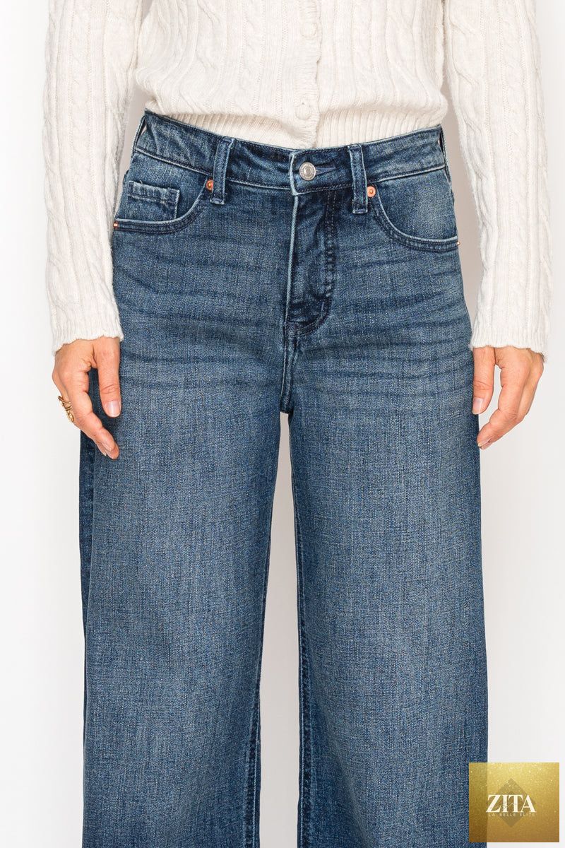 Artemis Vintage high-rise A-wide jeans with tummy control, featuring a classic denim look and relaxed fit.