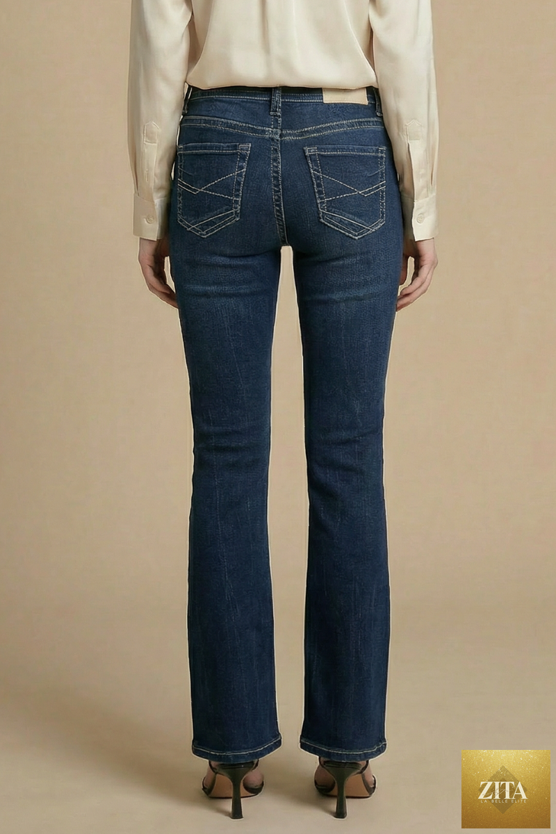 Artemis Vintage Stevie high-rise slim flare jeans in dark wash, featuring tummy control and classic jean details.