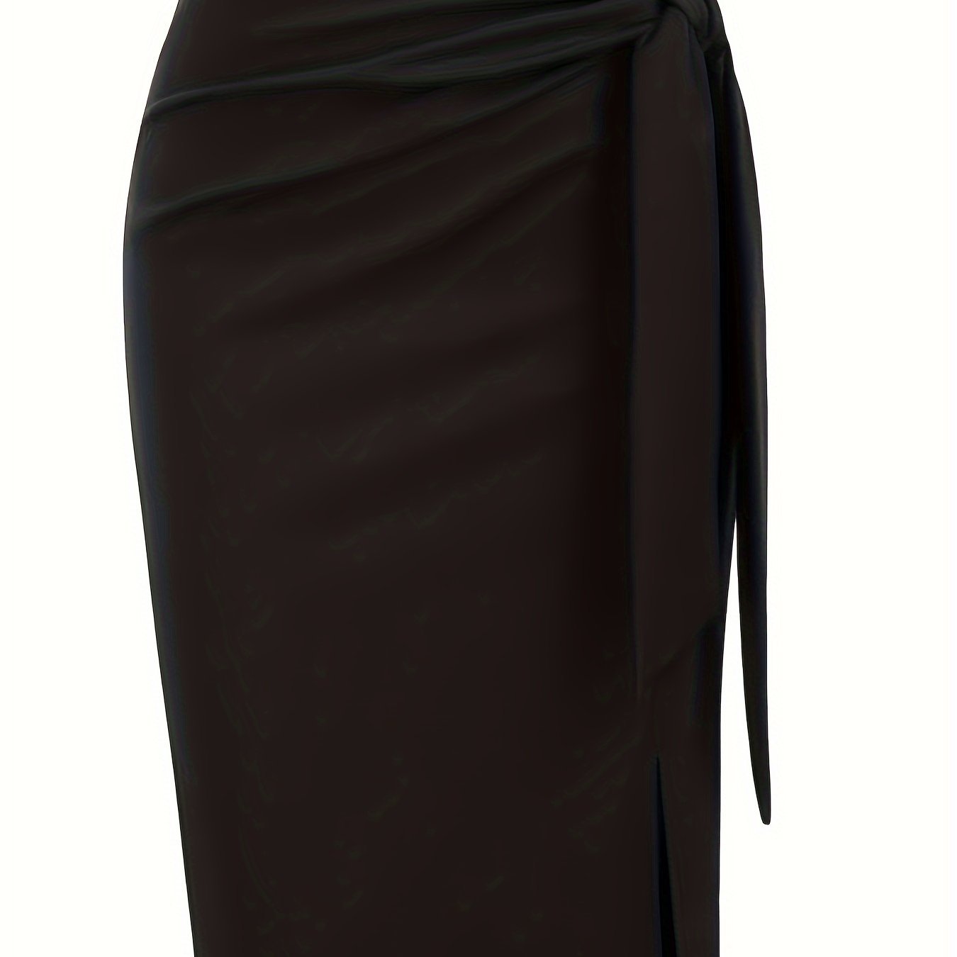 Elegant monochrome high-waisted knee-length skirt for women, featuring a sleek design and tailored fit.