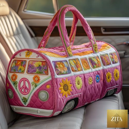 Social Buzz eSIMs quilted short-distance tote travel bag with embroidery, versatile for sports, fitness, and travel use.