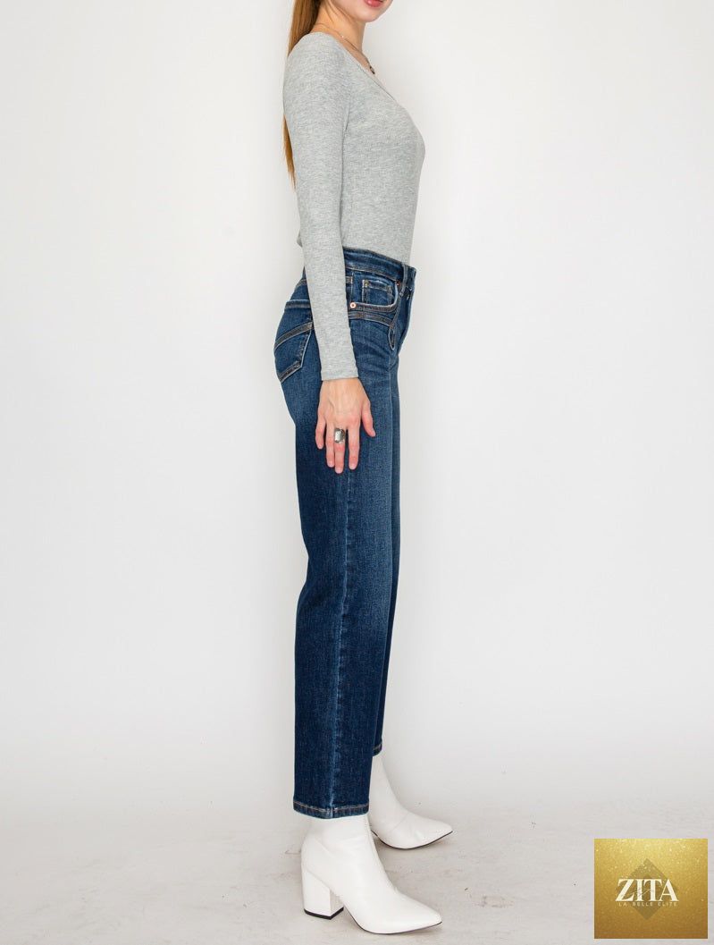 Artemis Vintage high-rise Western jeans with tummy control, straight leg fit, denim fabric, and classic Western styling.