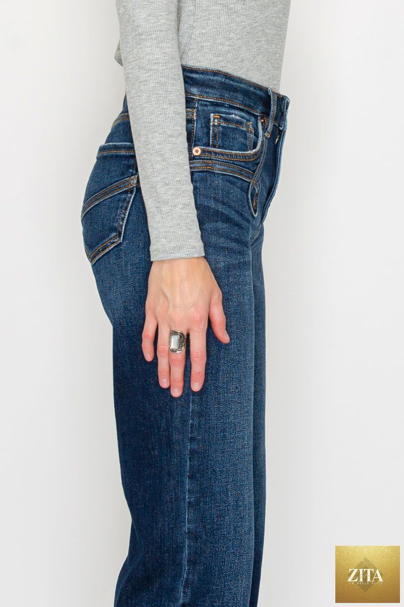 Artemis Vintage tummy control Western high-rise straight leg jeans, denim jeans with a classic Western style and high waist fit.