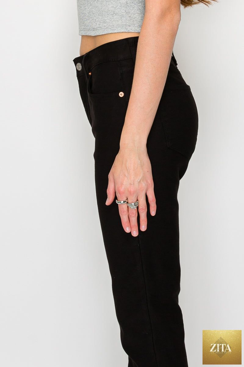 Alessandra Tummy Control High Rise Ankle Slim Straight Jeans by Artemis Vintage, showcasing dark denim with a fitted waistband and ankle-length cut.