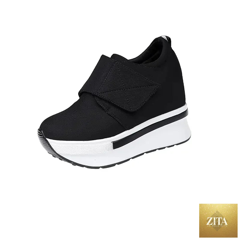 Korean style thick sole platform women sneakers with height increase, featuring trendy design and comfortable fit