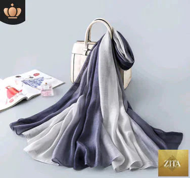 Elegant gradient silk women's scarf for sun protection, lightweight and stylish with vibrant color transitions.
