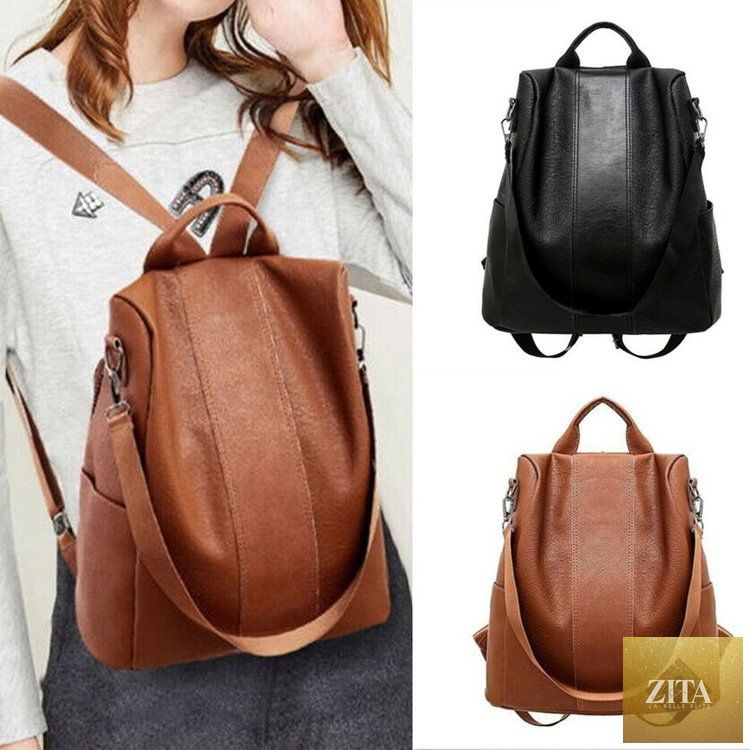 Elegant genuine leather handbag by Stevvex, vintage style backpack for teenage girls and women, perfect for school and travel.