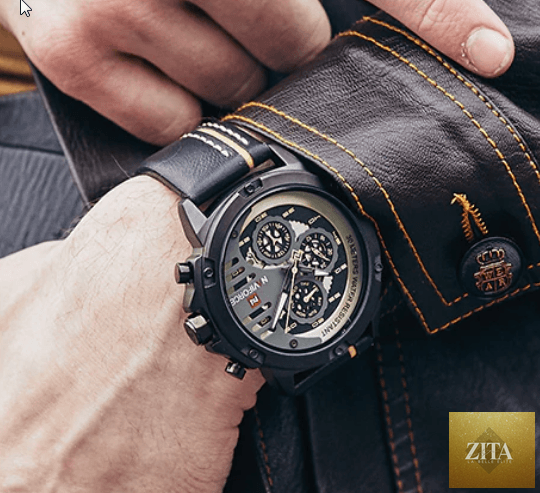 Stevvex men's waterproof sports watch with leather belt, chronometers, multifunction dial, and sporty, modern design