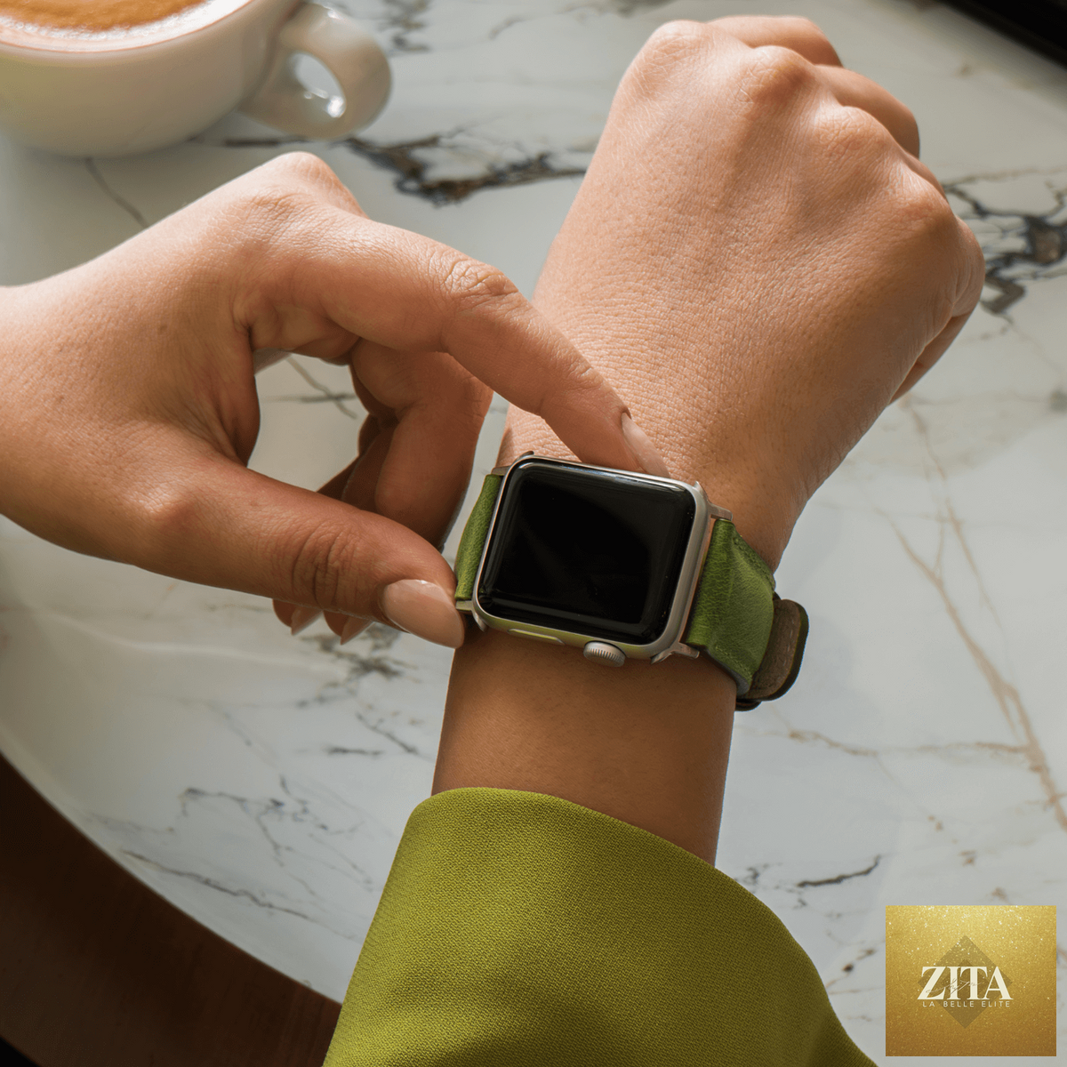 Luxury dark pink leather Apple Watch band with double wrap design from LEATHERE, featuring a sleek and stylish strap for Apple watches.