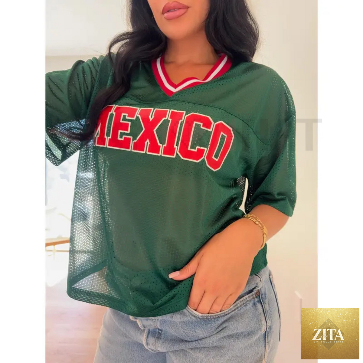 Unisex Mexico football jersey by Zita La Belle Elite, official El Tri soccer shirt with Mexican pride design.