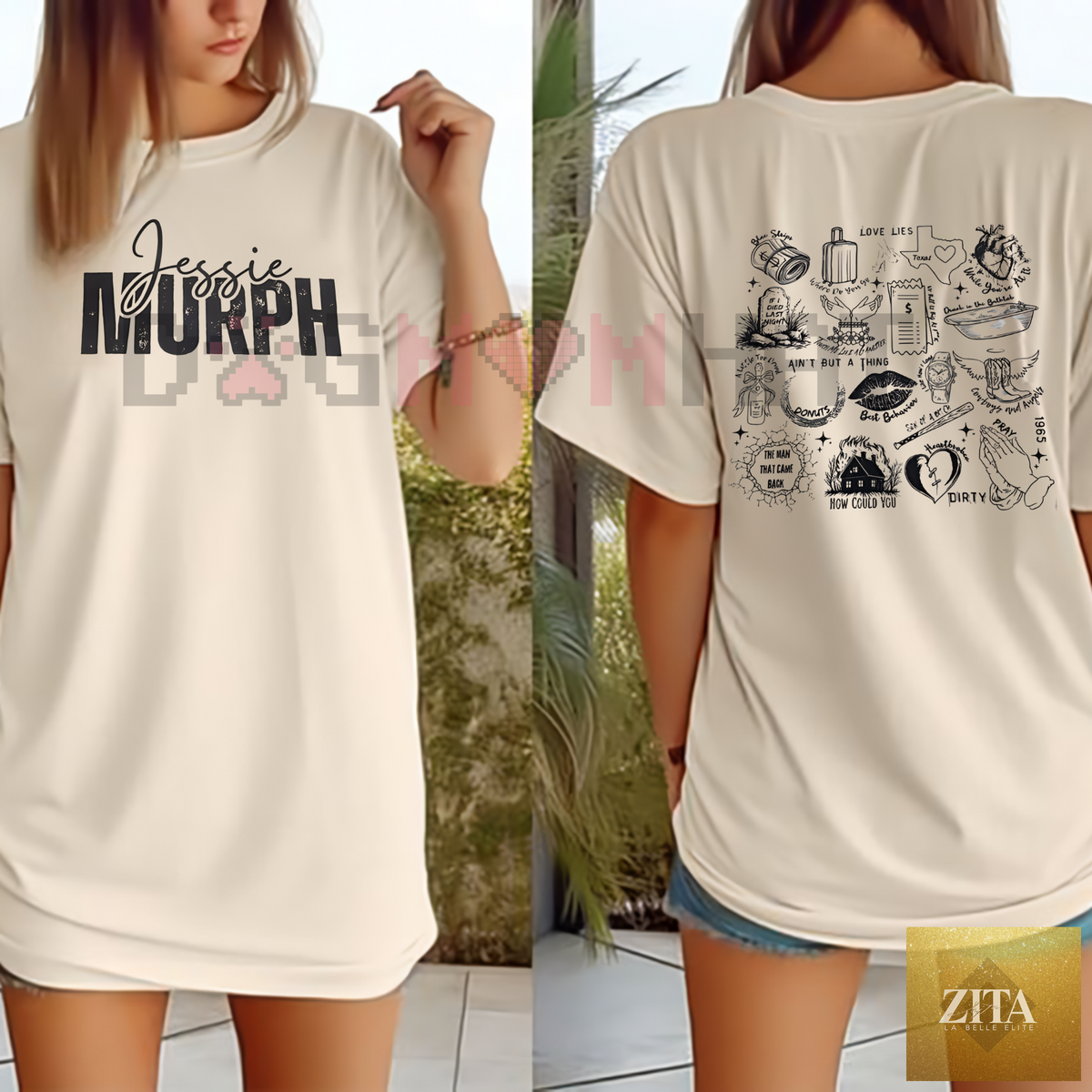 Dog Mom Hat 2 Sides Music Song T-shirt for music lovers, featuring trendy design perfect for BFF gift and casual wear.